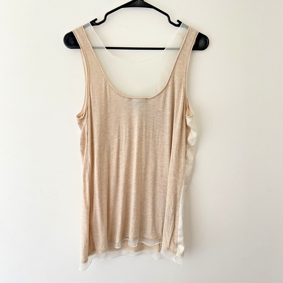 Fairy Coquette Lace Mesh Layered Tank Top Beige Cream Large Romantic‎ Y2K - Picture 2 of 9